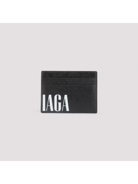 Lniany portfel Balenciaga czarny