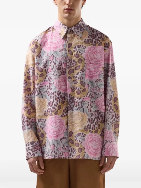 Риза Gcds на цветя с принт розово