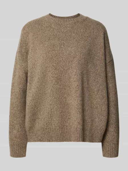 Sweter z dzianiny o kroju relaxed fit z czystej wełny model ‘SIBARI’ Weekend Max Mara brązowy