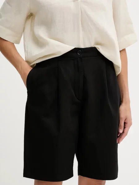 Tommy Hilfiger pantaloni scurți din amestec de in negru