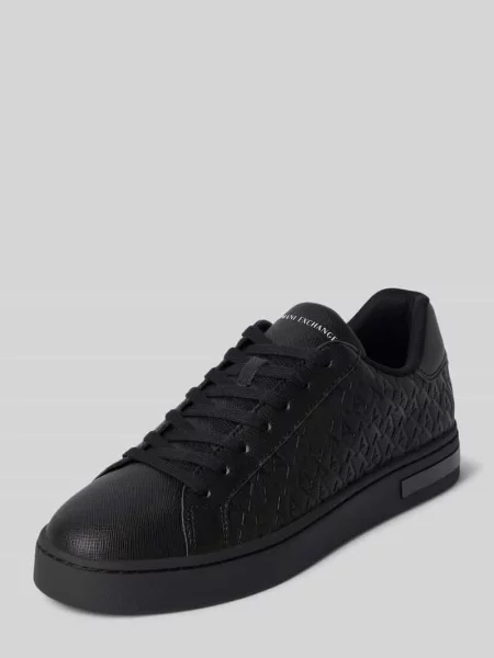 Sneakersy z wiązaniem i wzorem z logo Armani Exchange czarne