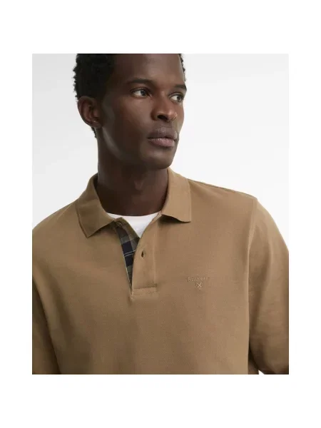 Koszulka polo Barbour z długim rękawem brązowa