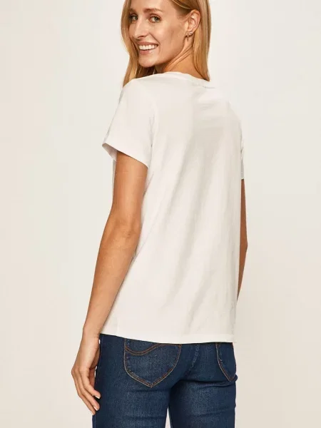 Rövid ujjú rövid v-nyakú pólóing Levi's® fehér