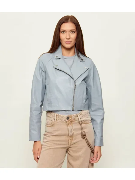 Pinko Geacă de piele CARLENE | Cropped Fit albastru