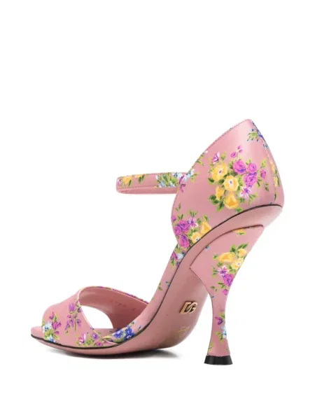 Gėlėtos sandalai Dolce & Gabbana su sagtimis rožinė