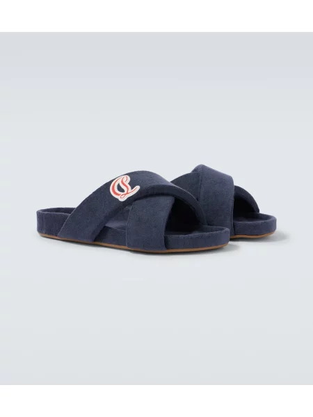 Sandale Christian Louboutin cu broderie albastru