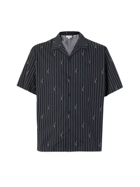 Lacoste Koszule Mężczyzna Koszulka Twill o Luźnym Kroju z Nadrukiem czarny