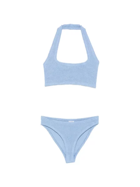 Bikini Hunza G cu gât halter albastru
