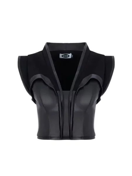 Femif Жилет Штучна шкіра/текстиль чорний