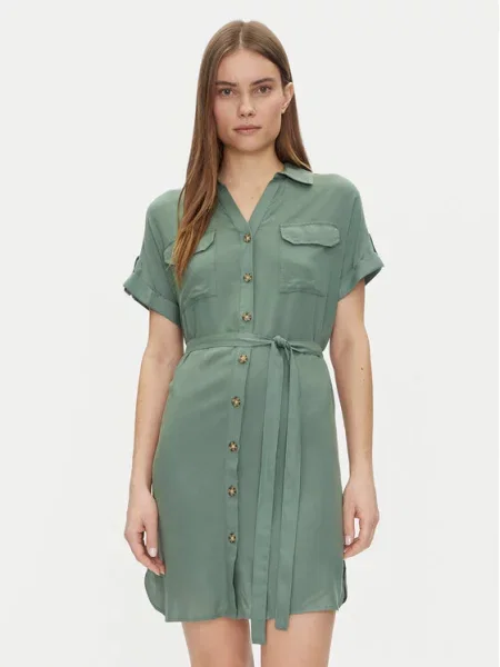 VERO MODA Dolga srajca VMBUMPY temno zelena