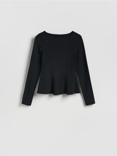 Reserved Bluză cu peplum negru