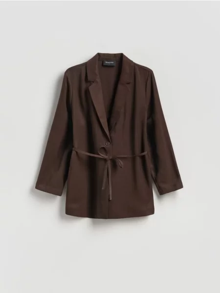 Reserved Блейзер із зав’язкою темно коричневий