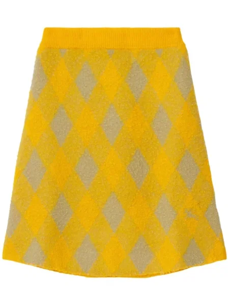 Fustă Burberry în carouri gri