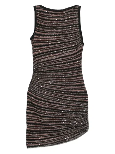 Rochie mini Missoni cu paiete fără mâneci cu dungi maro