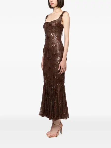 Rochie Atu Body Couture cu paiete din dantelă maro
