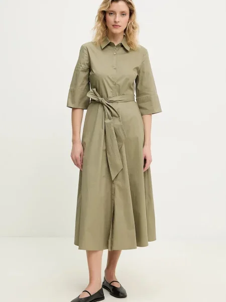 Answear Lab sukienka midi rozkloszowana zielony