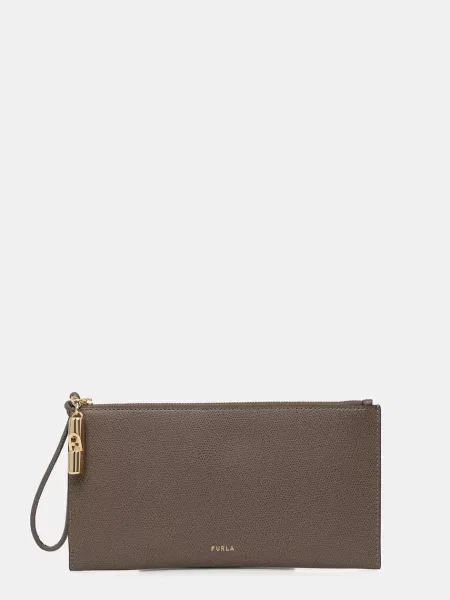Kopertówka Furla skórzana szara