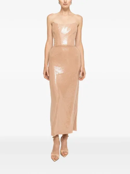 Rochie midi Nissa cu paiete fără bretele