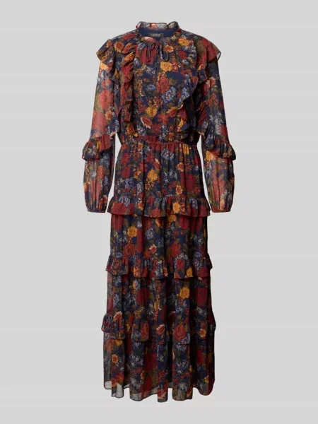 Długa sukienka z efektem stopniowania model ‘DOBREY’ Lauren Ralph Lauren granatowa