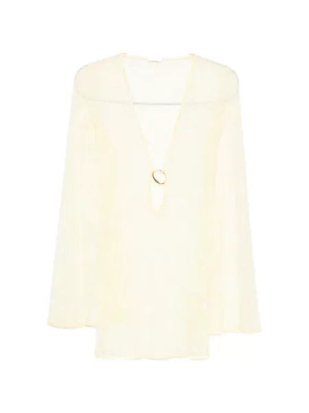 Lung rochie mini Oseree din dantelă galben