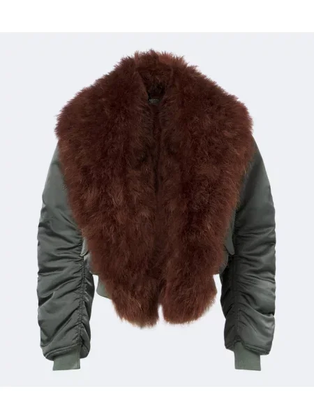 Geacă bomber Gucci de mătase verde