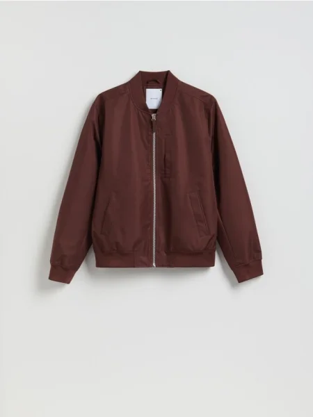 Reserved Geacă bomber cu guler în picioare maro-închis maro
