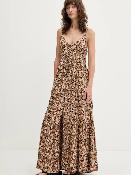 Rip Curl sukienka maxi rozkloszowana brązowy