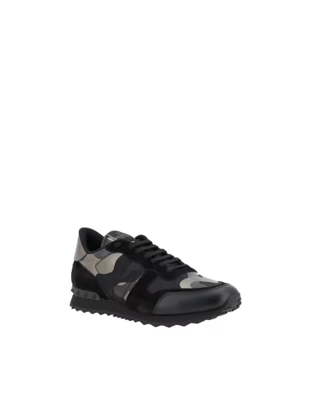 Lniane sneakersy Valentino Garavani w kamuflażu szare