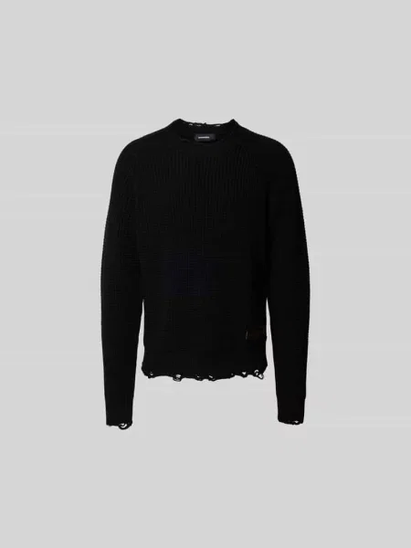 Swetry Mężczyzna L Dzianinowy sweter z efektem zniszczenia Dsquared2 czarny