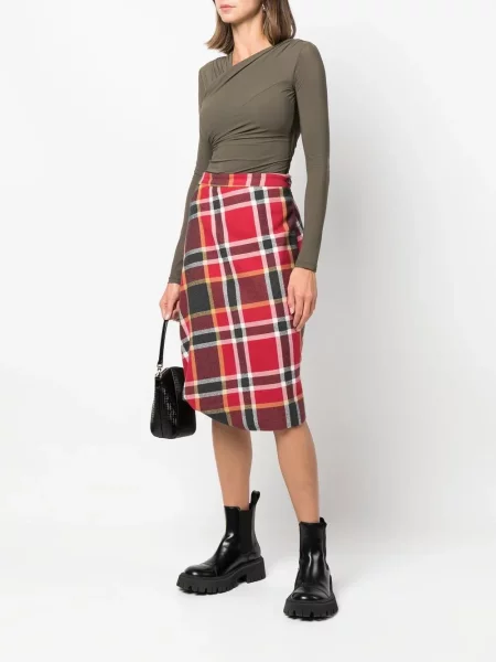 Kostkované midi sukně Vivienne Westwood Pre-owned po kolena červené
