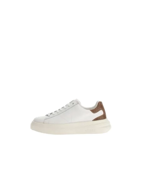 Sneakersy ze skórzanymi naszywkami model ‘ELBA’ Guess białe