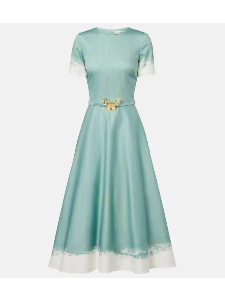 Rochie midi Oscar De La Renta până la genunchi din poplin de costum verde