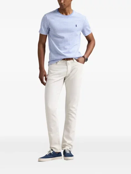 Zateplené pruhované tričko Polo Ralph Lauren s výšivkou zelené