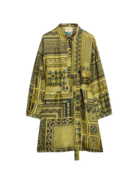 Rochie mini Momoni de mătase galben