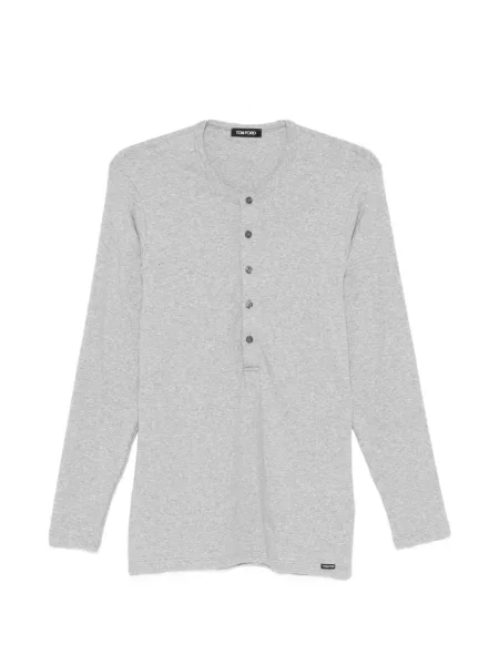 Tricou Tom Ford cu guler henley gri