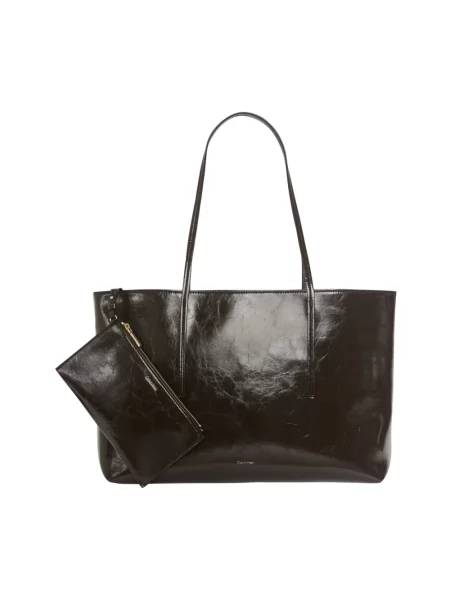 Calvin Klein torebka shopper z imitacji skóry brązowa