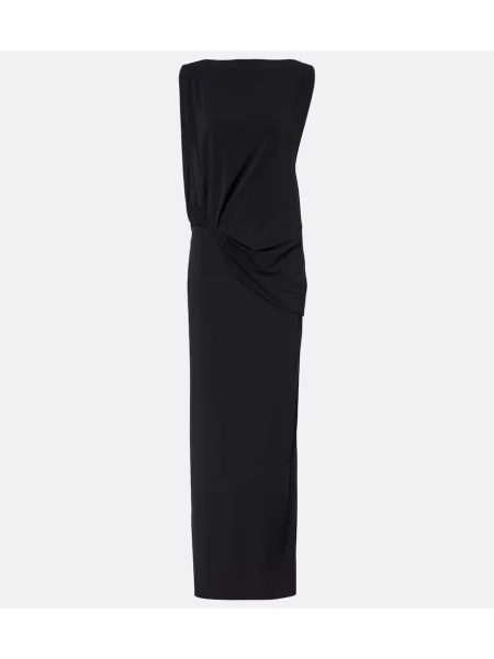 Rochie maxi Jacquemus din jerseu drapată de costum negru