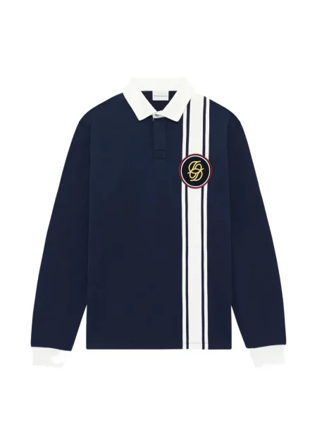 Lung tricou polo Drole De Monsieur cu autograf albastru