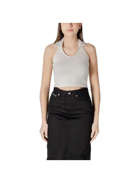 Lniany top Calvin Klein Jeans czarny