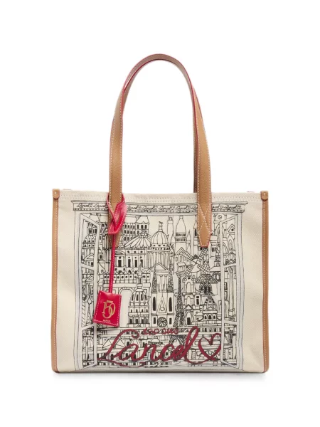 Geantă shopper Lancel cu imagine din canvas