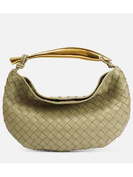 Geanta de piele Bottega Veneta Handle din piele bej