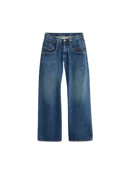 Lniane jeansy Maison Margiela niebieskie
