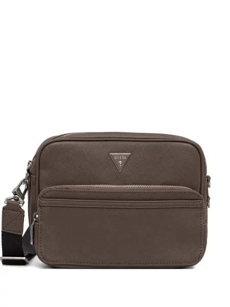 Geantă crossbody Guess cu autograf maro