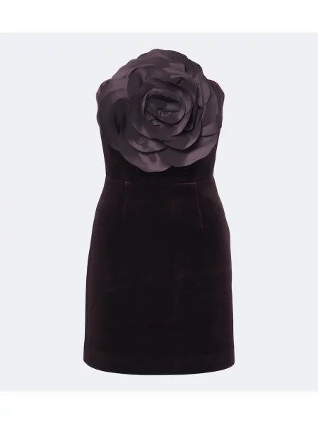 Rochie Rebecca Vallance de catifea cu model floral cu aplicații maro