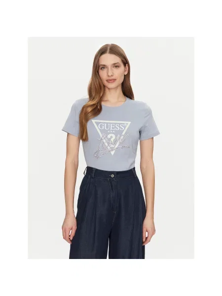 Guess Majica Svetlo Regular Fit modra