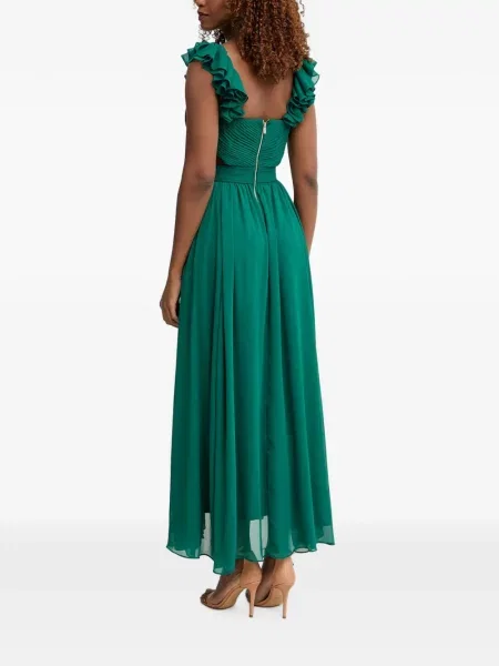 Rochie maxi Morgan cu volane verde