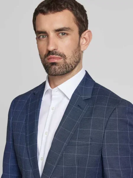 Marynarka o kroju slim fit ze wzorem w kratę zapinana na 2 Mcneal granatowa
