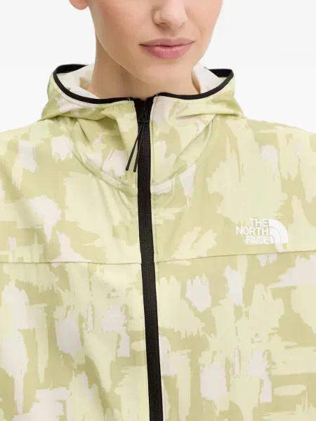 Geacă The North Face cu glugă cu imagine verde
