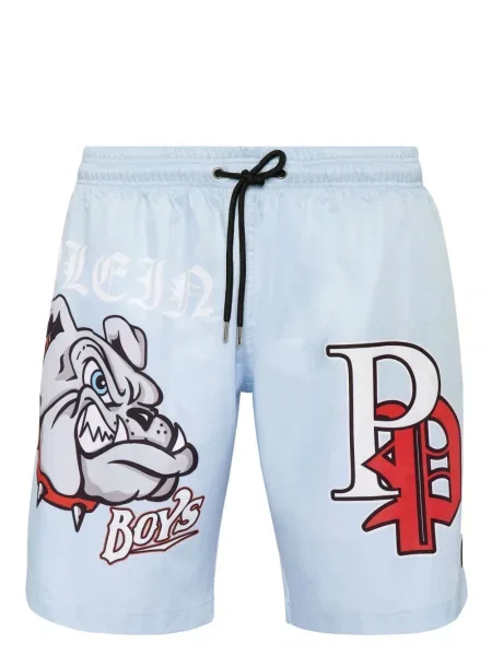 Slip de baie Philipp Plein cu imagine albastru