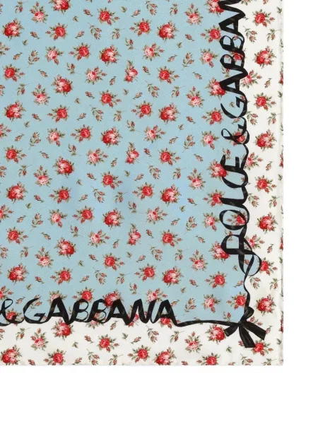 Fular Dolce & Gabbana cu model floral cu imagine albastru